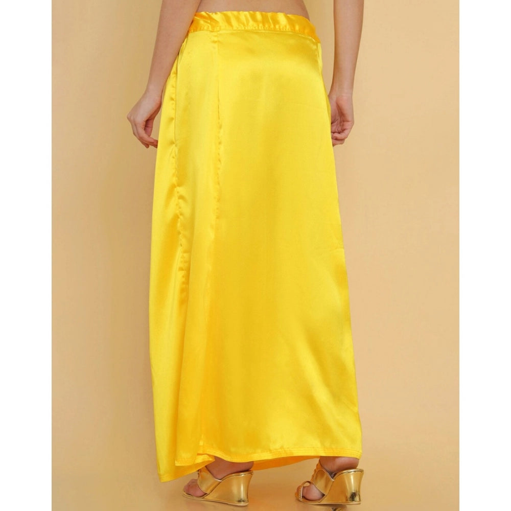 Generic Women's Silk Solid Free Size Petticoat (Yellow)