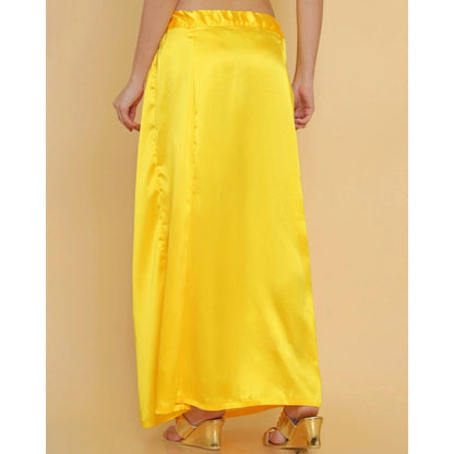 Generic Women's Silk Solid Free Size Petticoat (Yellow)