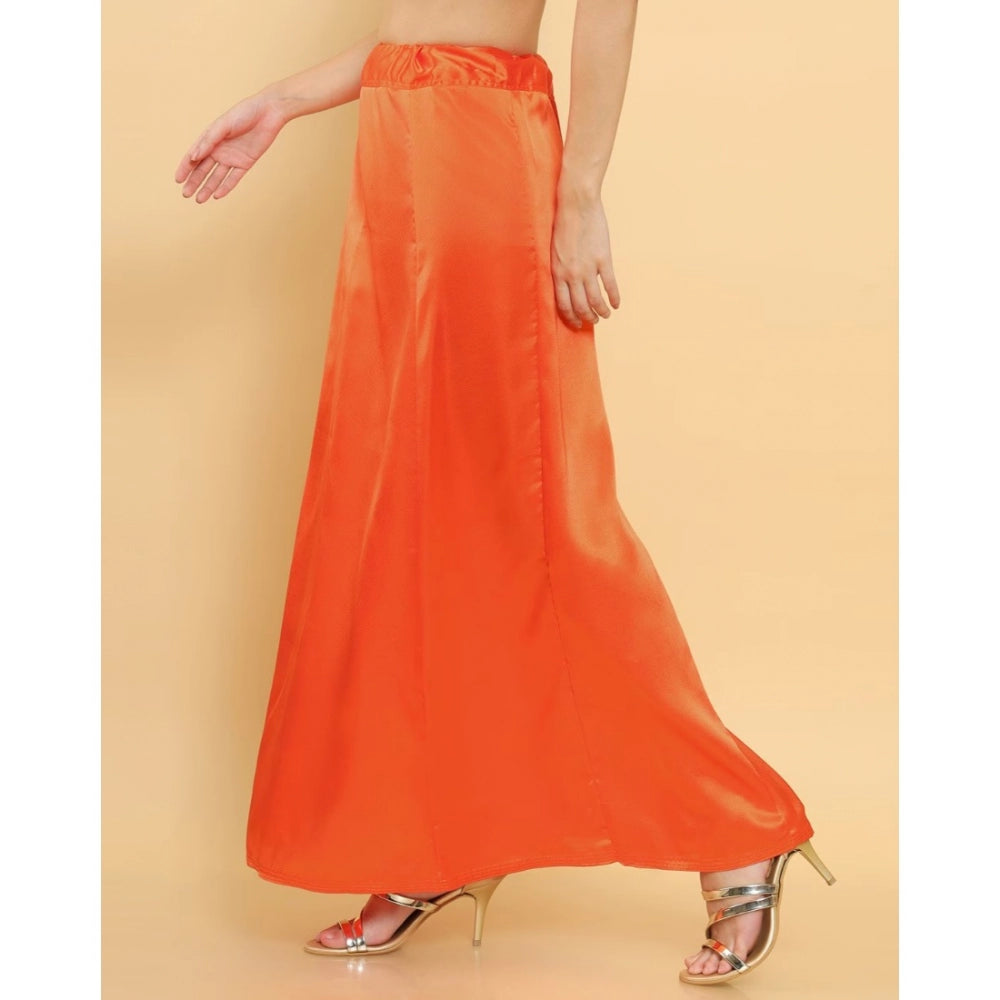 Generic Women's Silk Solid Free Size Petticoat (Orange)