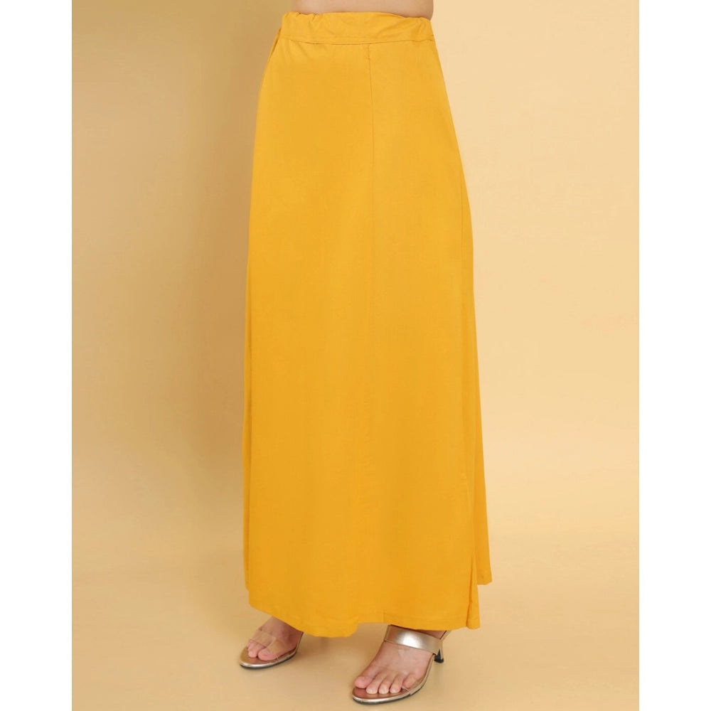 Generic Women's Cotton Solid Free Size Petticoat (Yellow)