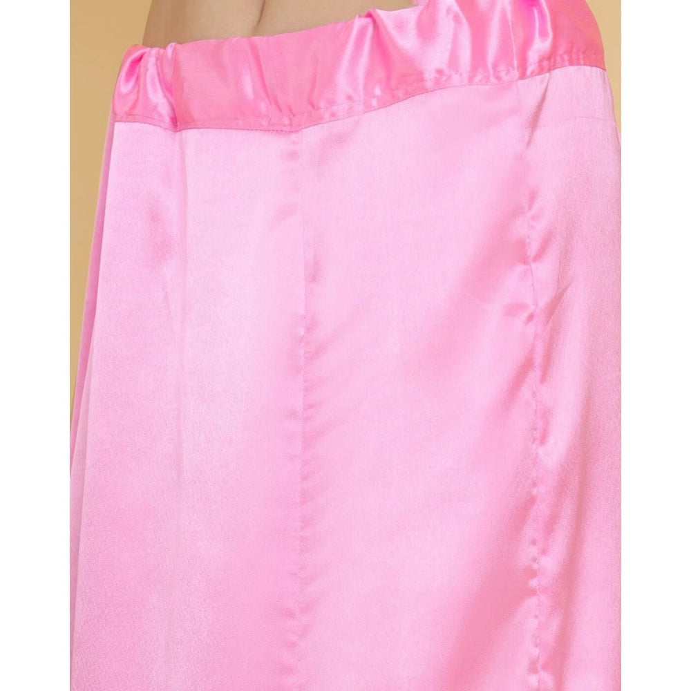 Generic Women's Silk Solid Free Size Petticoat (Pink)