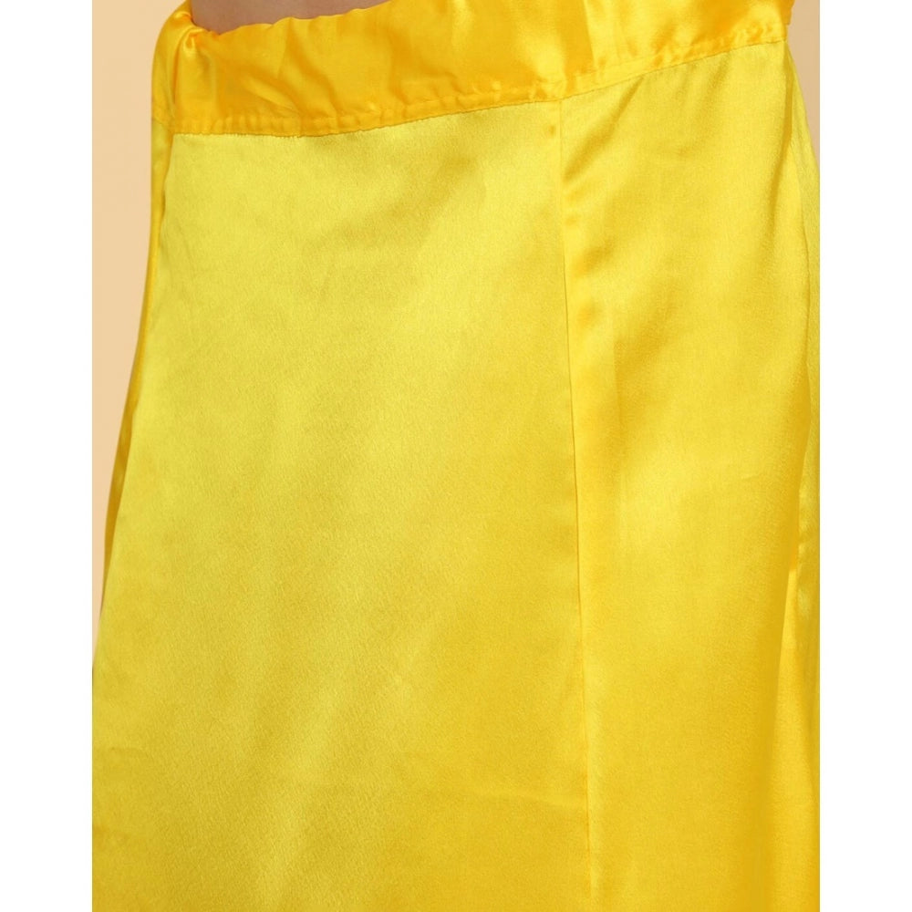 Generic Women's Silk Solid Free Size Petticoat (Yellow)