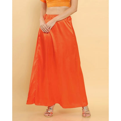 Generic Women's Silk Solid Free Size Petticoat (Orange)