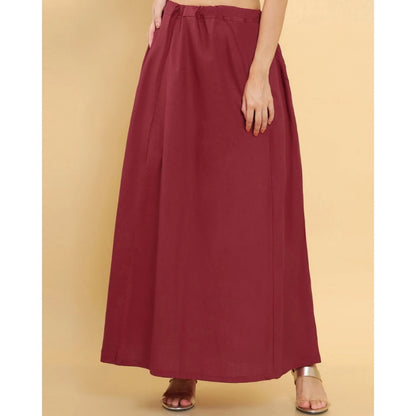 Generic Women's Cotton Solid Free Size Petticoat (Maroon)