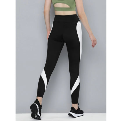 Generic Women's Polyster Solid Sport Leggings (Black &amp; White)