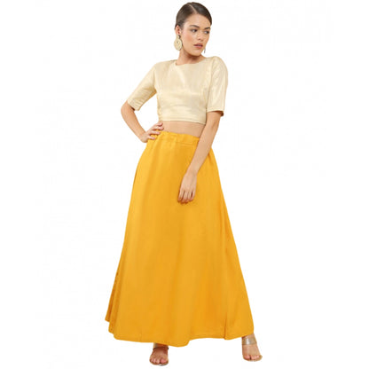 Generic Women's Cotton Solid Free Size Petticoat (Yellow)