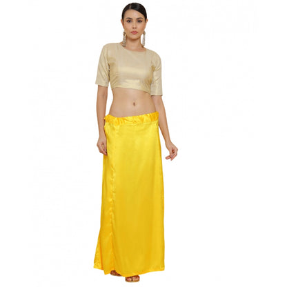 Generic Women's Silk Solid Free Size Petticoat (Yellow)