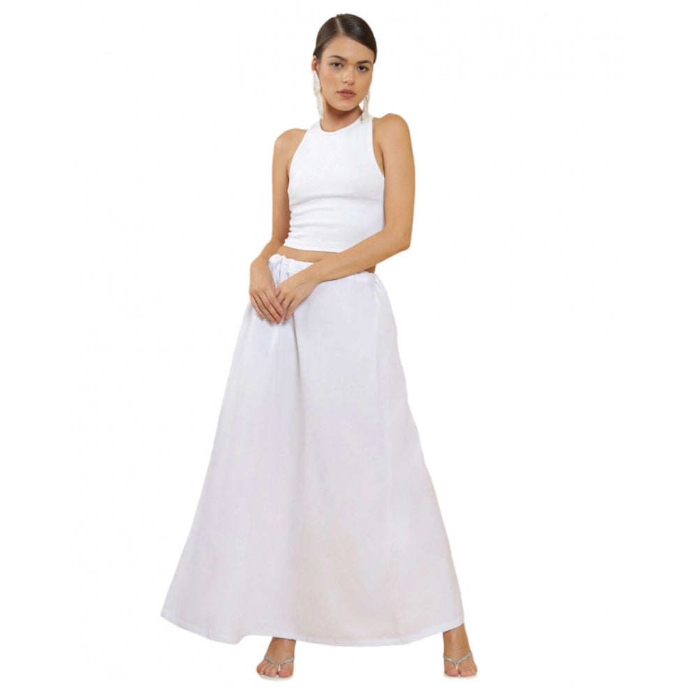 Generic Women's Cotton Solid Free Size Petticoat (White)