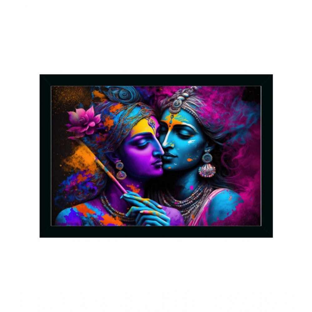 Generic Radha Krishna Painting with Synthetic Photo Frame (Multicolor)