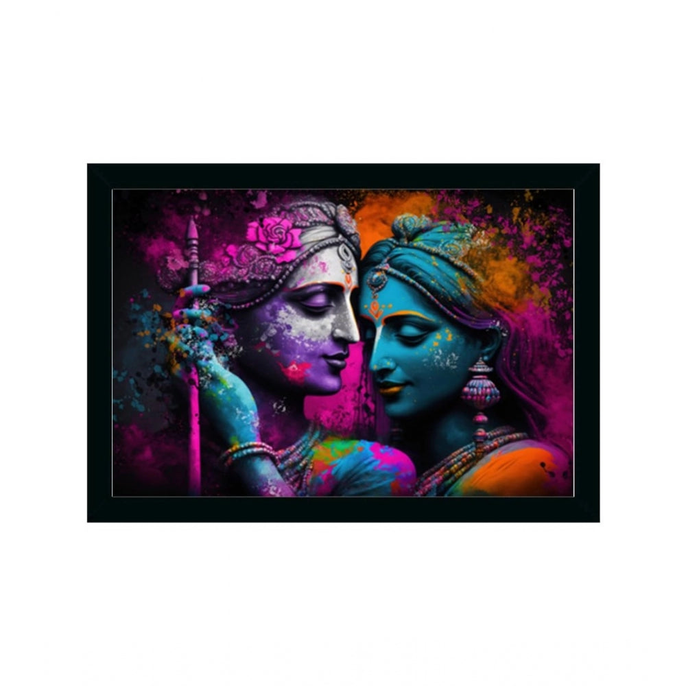 Generic Radha Krishna Painting with Synthetic Photo Frame (Multicolor)