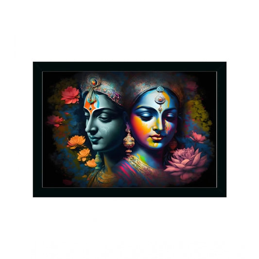 Generic Radha Krishna Painting with Synthetic Photo Frame (Multicolor)