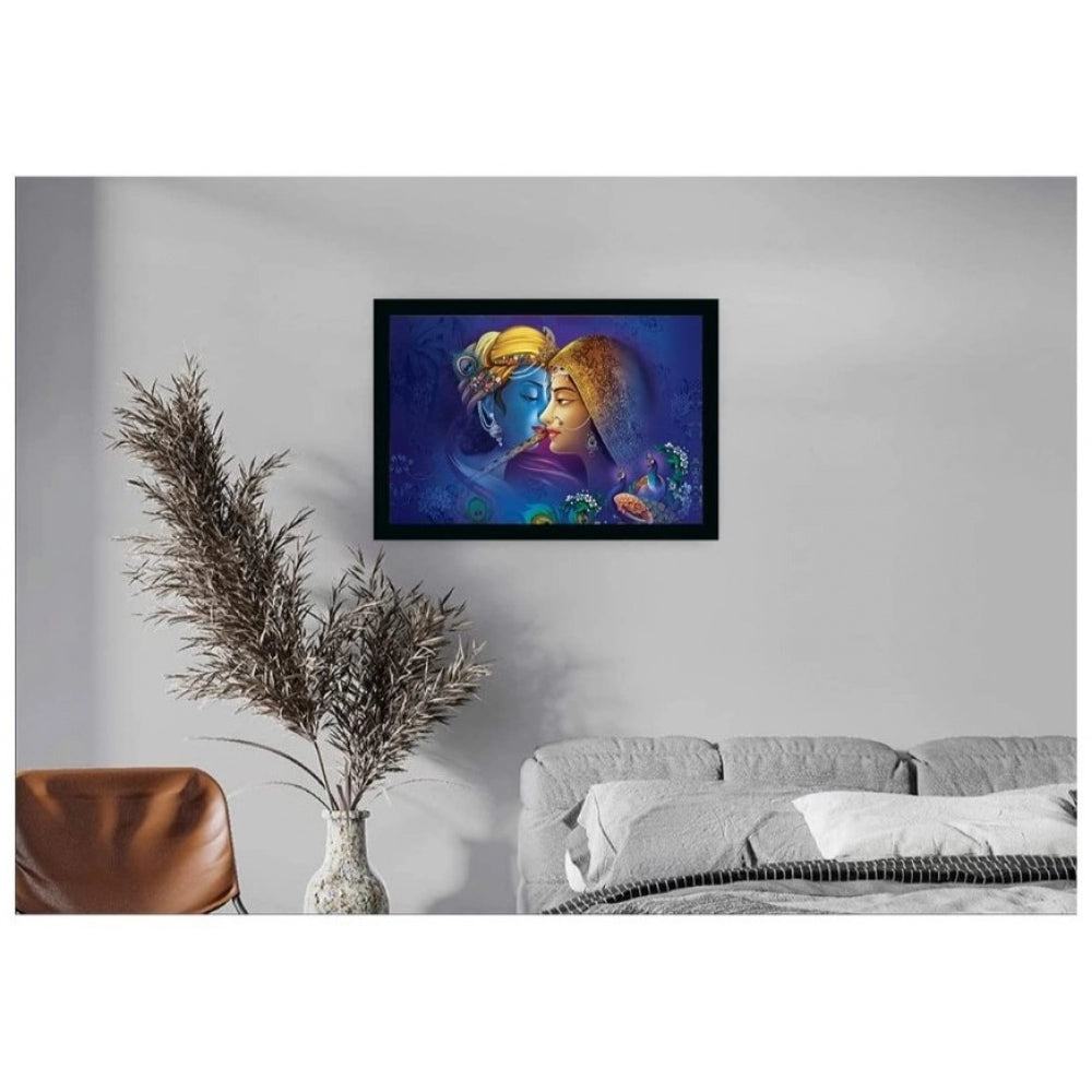 Generic Radha Krishna Painting with Synthetic Photo Frame (Multicolor)