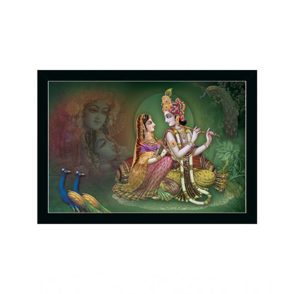 Generic Radha Krishna Painting with Synthetic Photo Frame (Multicolor)