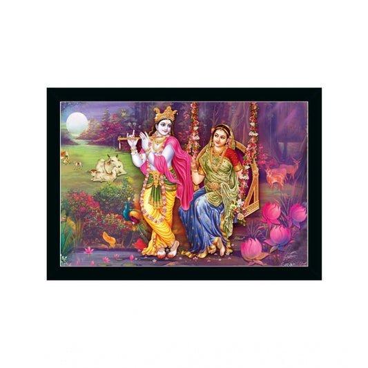 Generic Radha Krishna Painting with Synthetic Photo Frame (Multicolor)