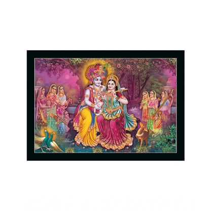 Generic Radha Krishna Painting with Synthetic Photo Frame (Multicolor)