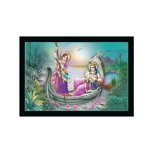 Generic Radha Krishna Painting with Synthetic Photo Frame (Multicolor)