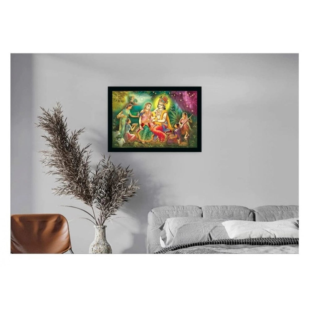 Generic Radha Krishna Painting with Synthetic Photo Frame (Multicolor)