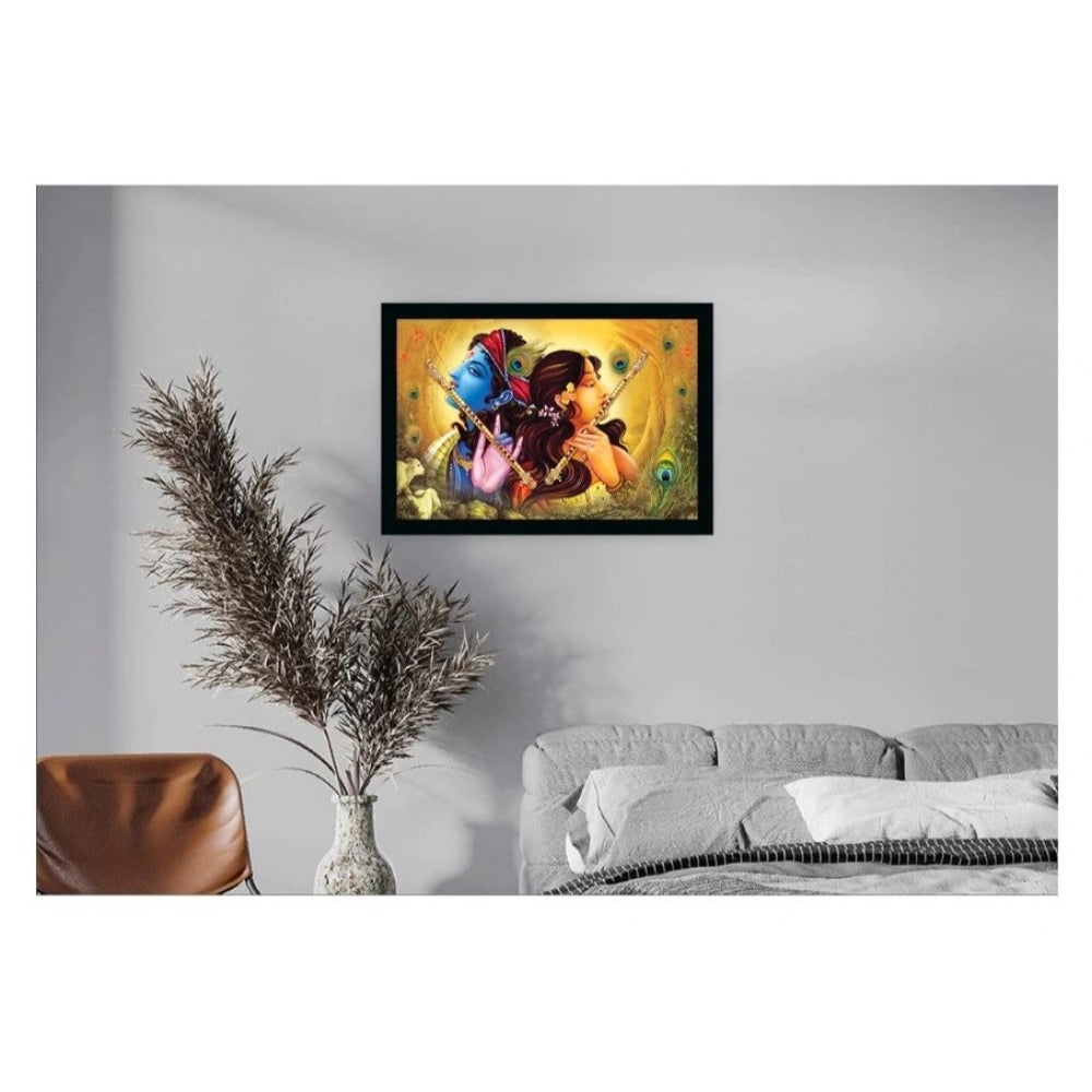 Generic Radha Krishna Painting with Synthetic Photo Frame (Multicolor)