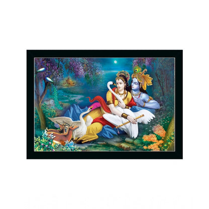 Generic Radha Krishna Painting with Synthetic Photo Frame (Multicolor)