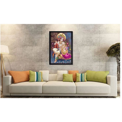 Generic Radha Krishna Painting with Synthetic Photo Frame (Multicolor)