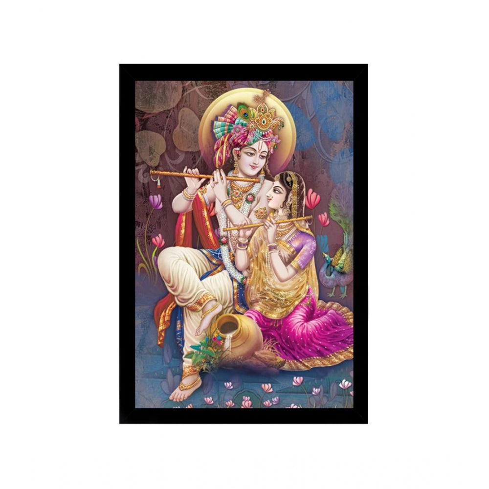 Generic Radha Krishna Painting with Synthetic Photo Frame (Multicolor)