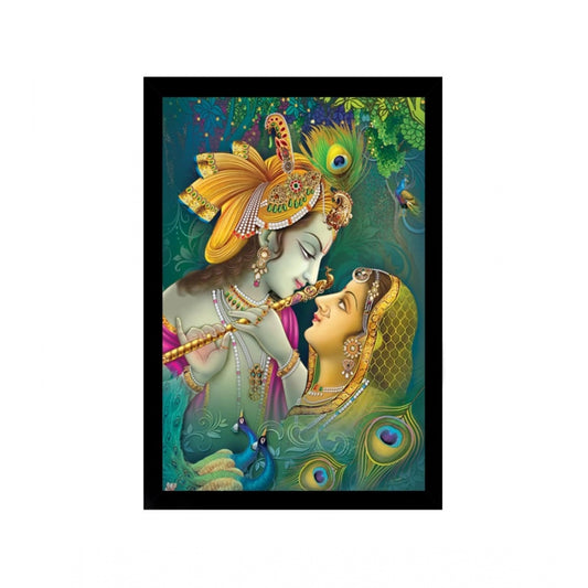 Generic Radha Krishna Painting with Synthetic Photo Frame (Multicolor)