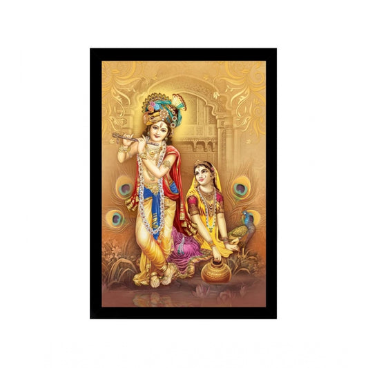 Generic Radha Krishna Painting with Synthetic Photo Frame (Multicolor)