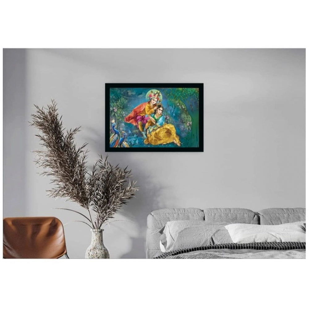 Generic Radha Krishna Painting with Synthetic Photo Frame (Multicolor)