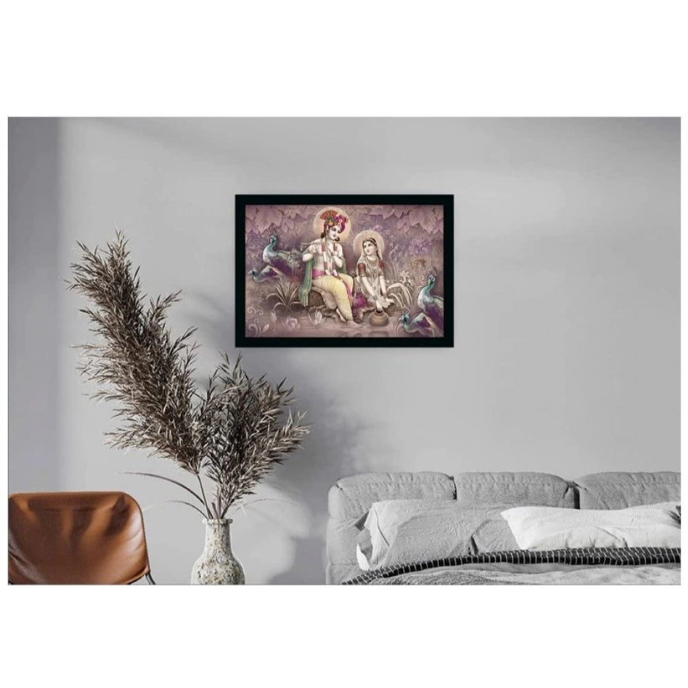 Generic Radha Krishna Painting with Synthetic Photo Frame (Multicolor)