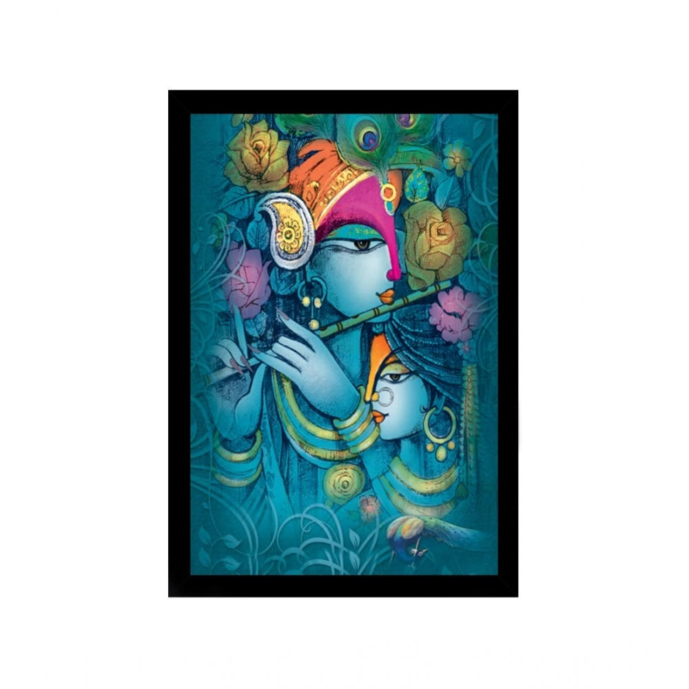 Generic Radha Krishna Painting with Synthetic Photo Frame (Multicolor)