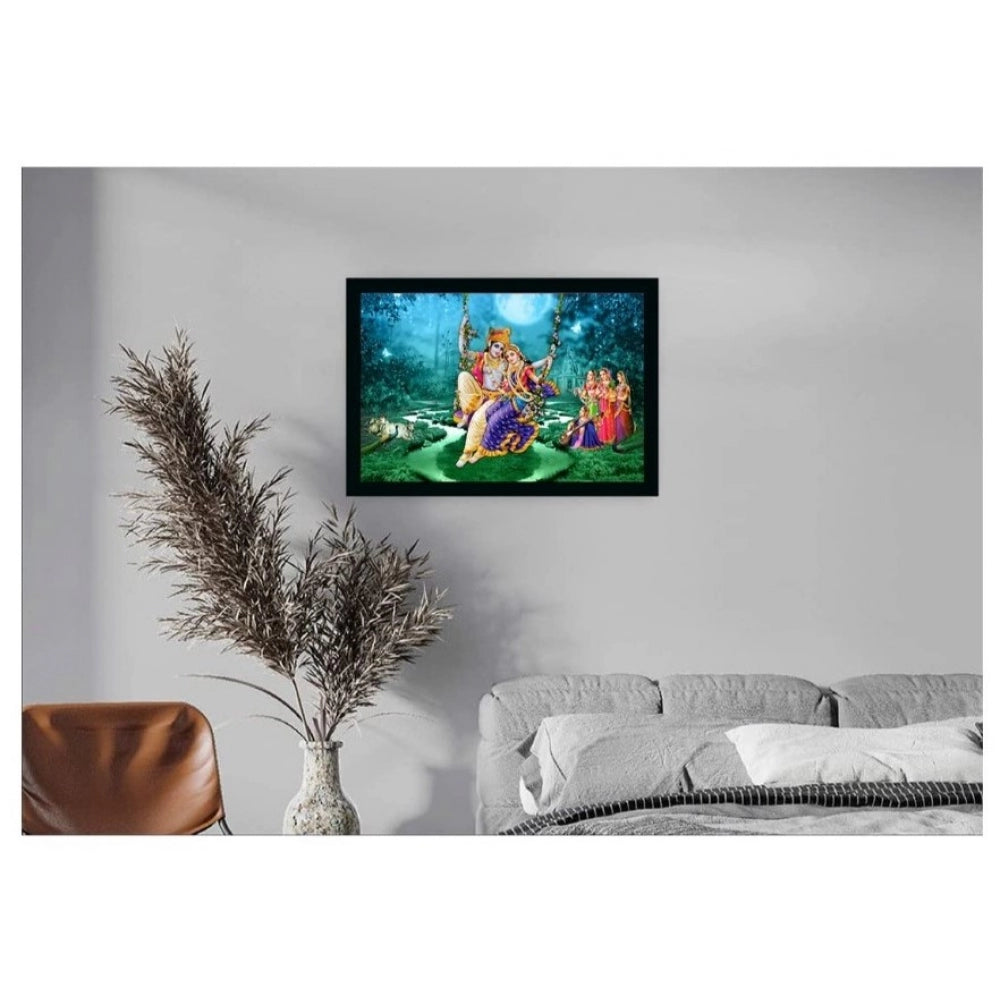 Generic Radha Krishna Painting with Synthetic Photo Frame (Multicolor)