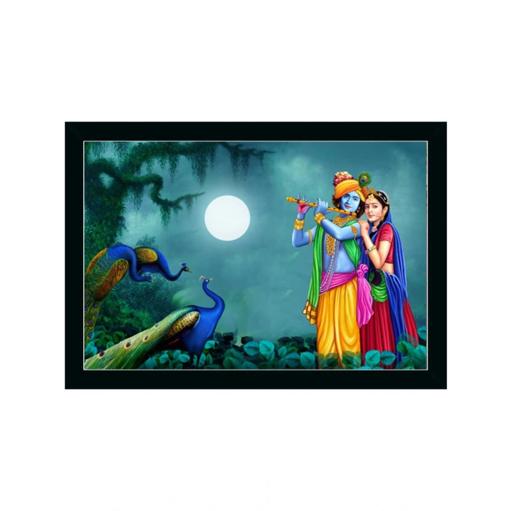 Generic Radha Krishna Painting with Synthetic Photo Frame (Multicolor)