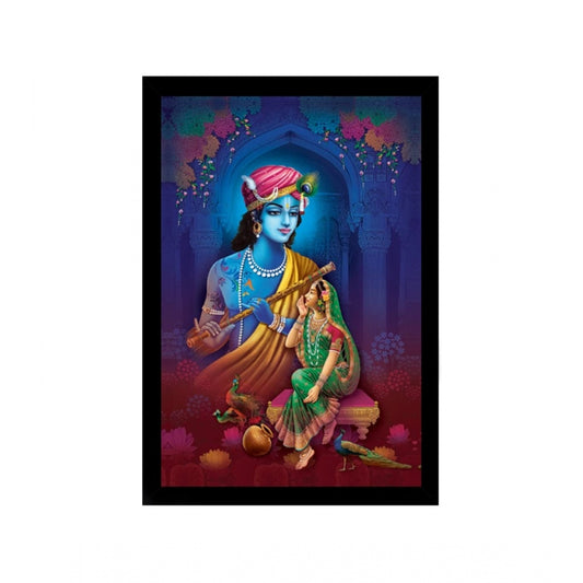 Generic Radha Krishna Painting with Synthetic Photo Frame (Multicolor)