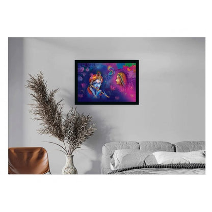 Generic Radha Krishna Painting with Synthetic Photo Frame (Multicolor)