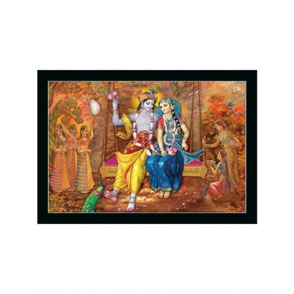 Generic Radha Krishna Painting with Synthetic Photo Frame (Multicolor)