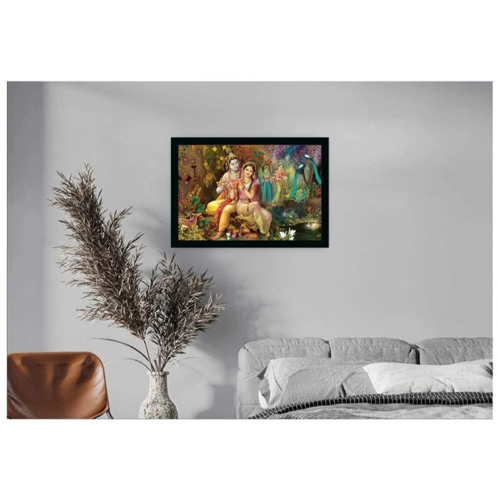 Generic Radha Krishna Painting with Synthetic Photo Frame (Multicolor)