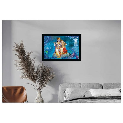 Generic Radha Krishna Painting with Synthetic Photo Frame (Multicolor)