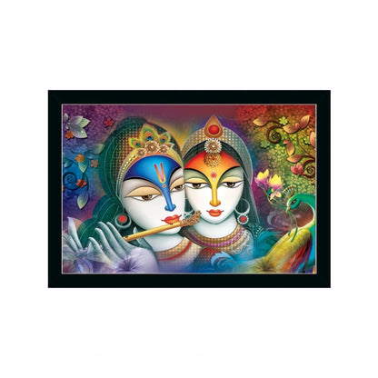 Generic Radha Krishna Painting with Synthetic Photo Frame (Multicolor)