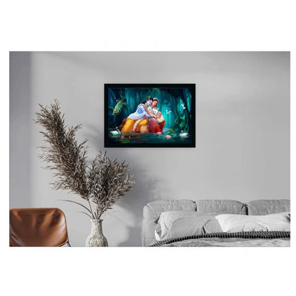 Generic Beautiful Radha Krishna Vinyl Sparkle Coated with Synthetic Photo Frame (Multicolor)