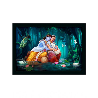 Generic Beautiful Radha Krishna Vinyl Sparkle Coated with Synthetic Photo Frame (Multicolor)