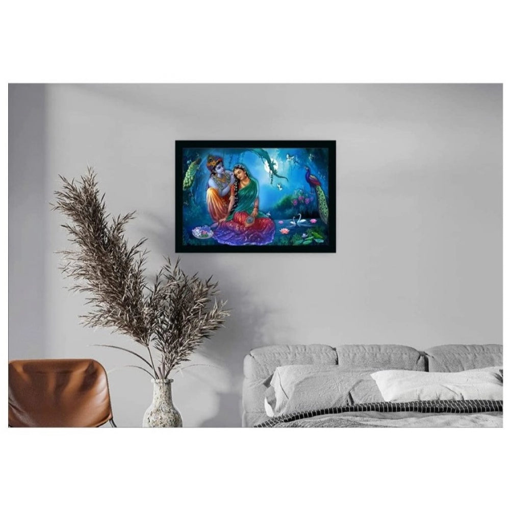 Generic Radha Krishna Painting with Synthetic Photo Frame (Multicolor)