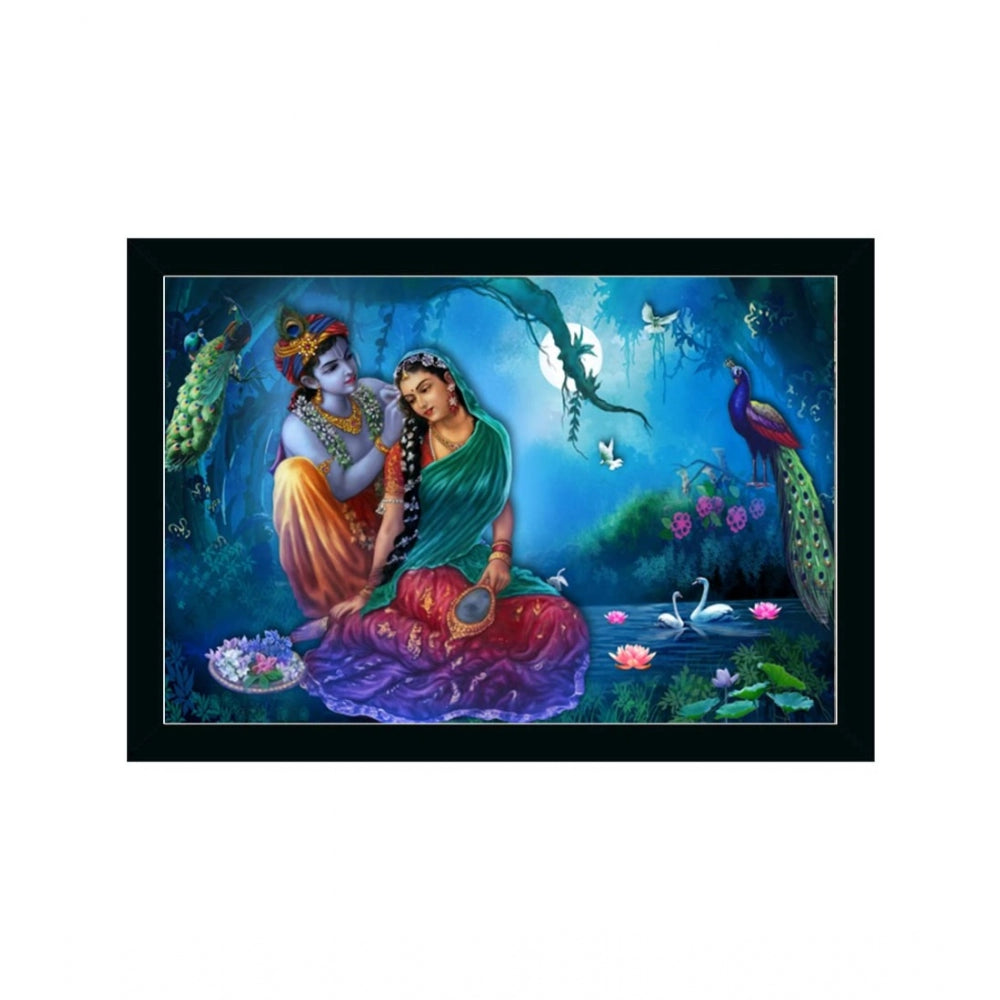 Generic Radha Krishna Painting with Synthetic Photo Frame (Multicolor)