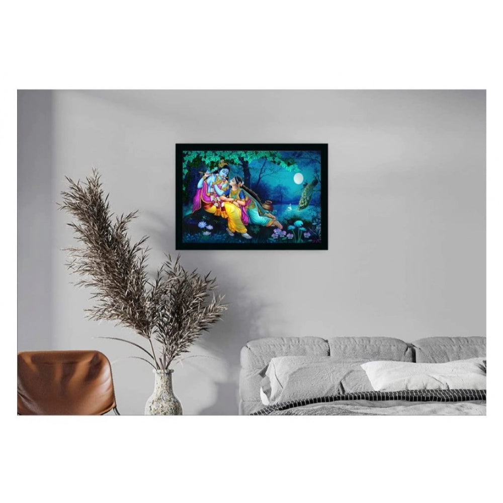 Generic Radha Krishna Painting with Synthetic Photo Frame (Multicolor)