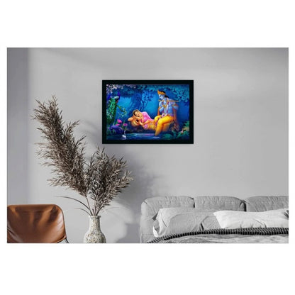 Generic Radha Krishna Painting with Synthetic Photo Frame (Multicolor)