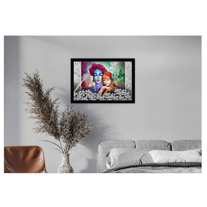 Generic Radha Krishna Painting with Synthetic Photo Frame (Multicolor)