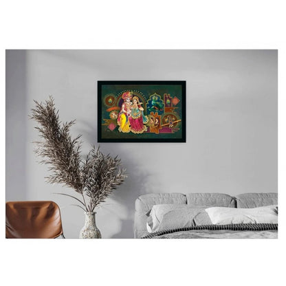 Generic Radha Krishna Painting with Synthetic Photo Frame (Multicolor)