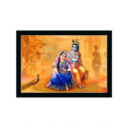 Generic Radha Krishna Painting with Synthetic Photo Frame (Multicolor)