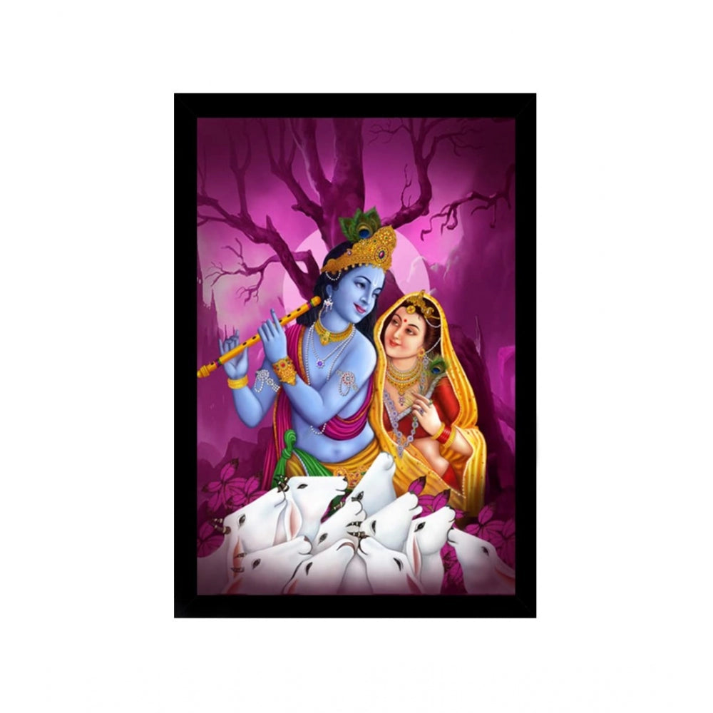 Generic Radha Krishna Painting with Synthetic Photo Frame (Multicolor)