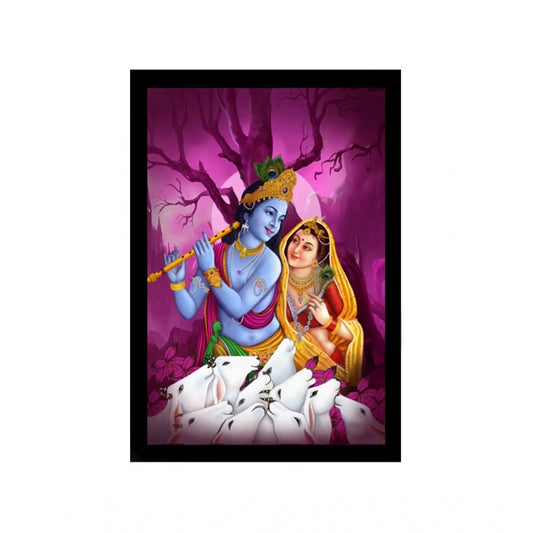 Generic Radha Krishna Painting with Synthetic Photo Frame (Multicolor)