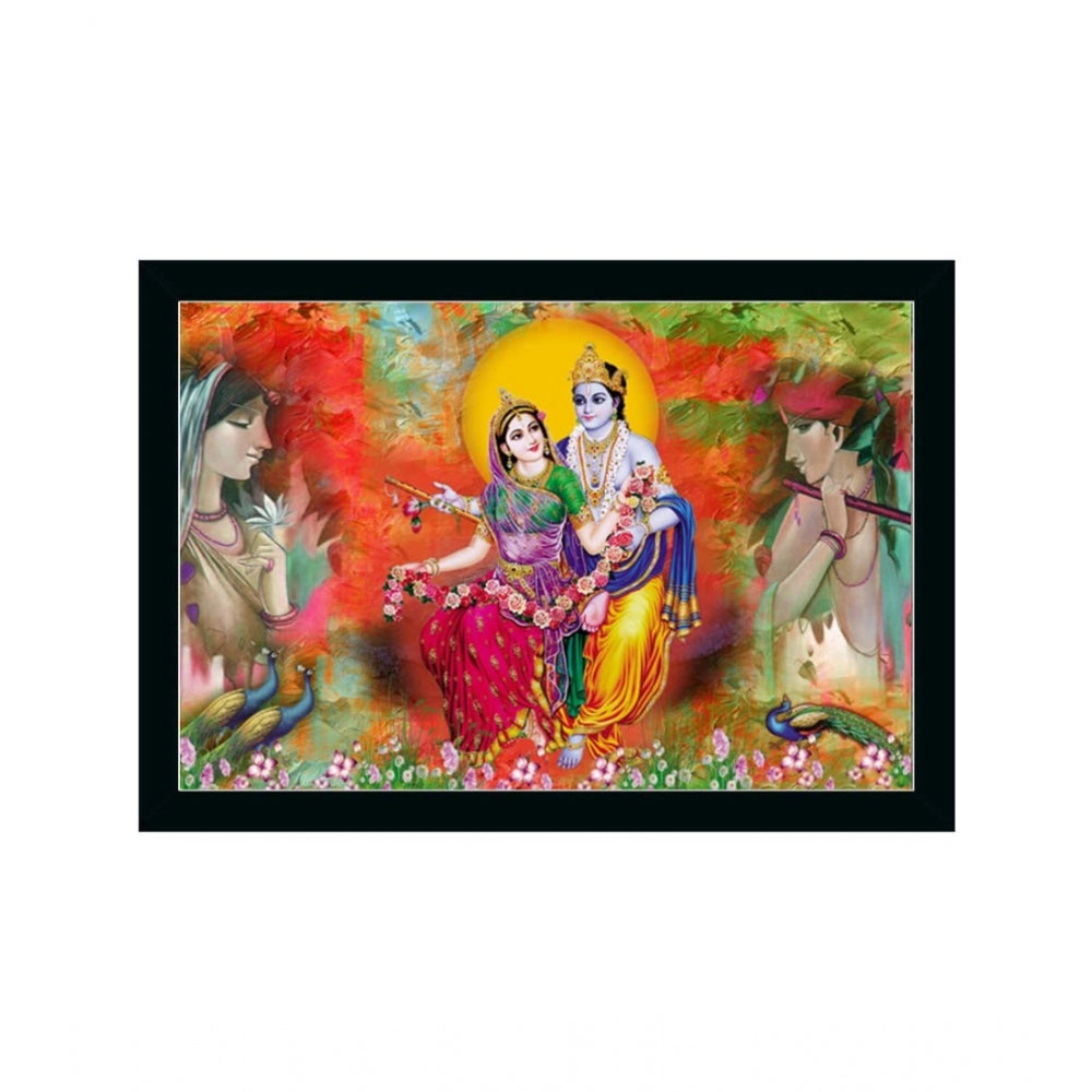 Generic Radha Krishna Painting with Synthetic Photo Frame (Multicolor)